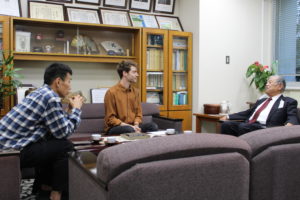 Matsu-san and Alex speak with Wazuka's town mayor.