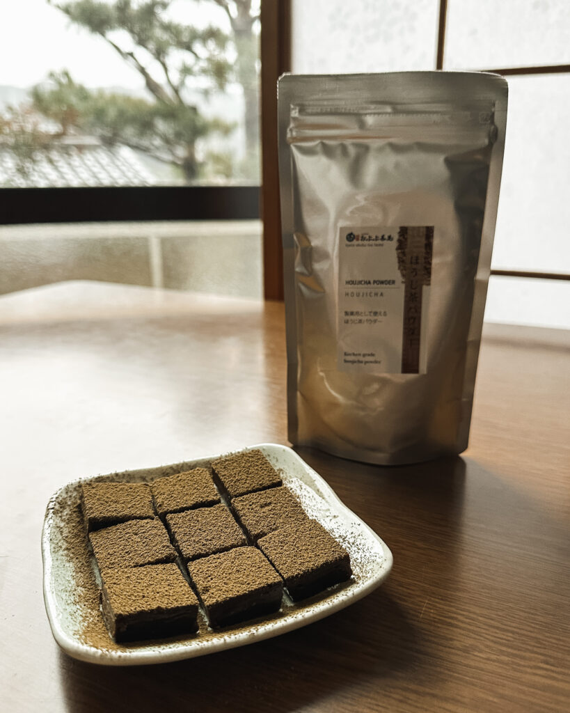 hojicha nama chocolate made with obubu tea farms hojicha powder