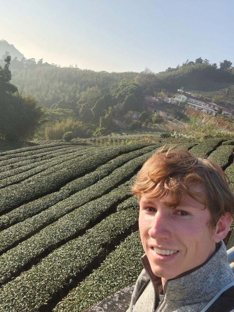 selfie in front of tea bushes